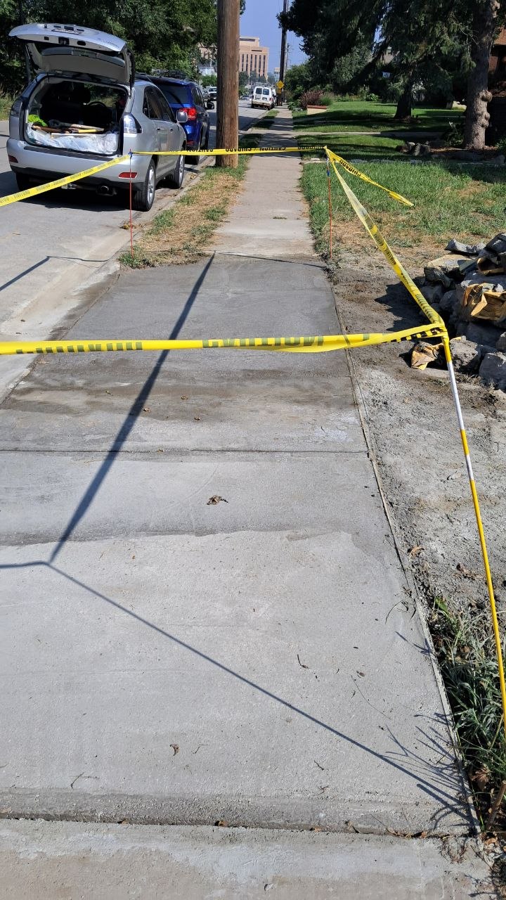 New Concrete Sidewalk — Poured & Curing